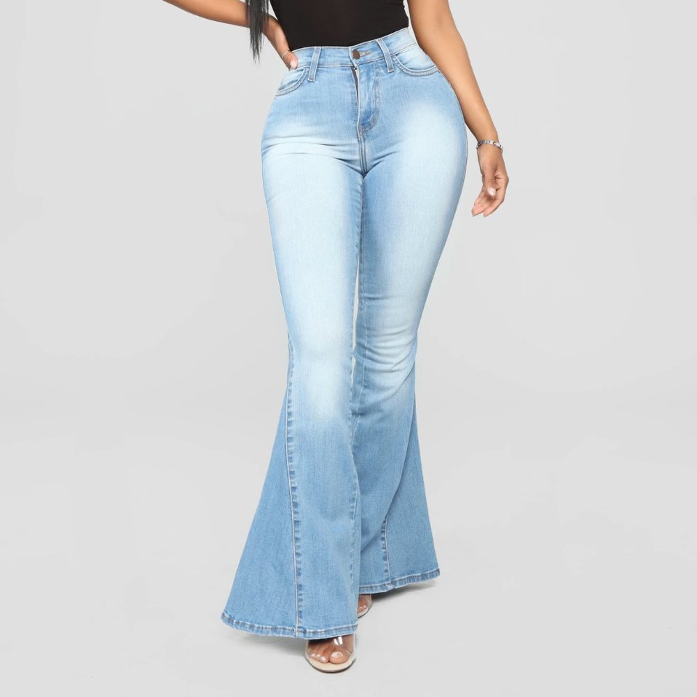Fashion Nova Light Washed Flare Jeans